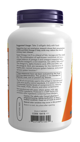 NOW Super Omega 3-6-9 1200 mg 180 soft