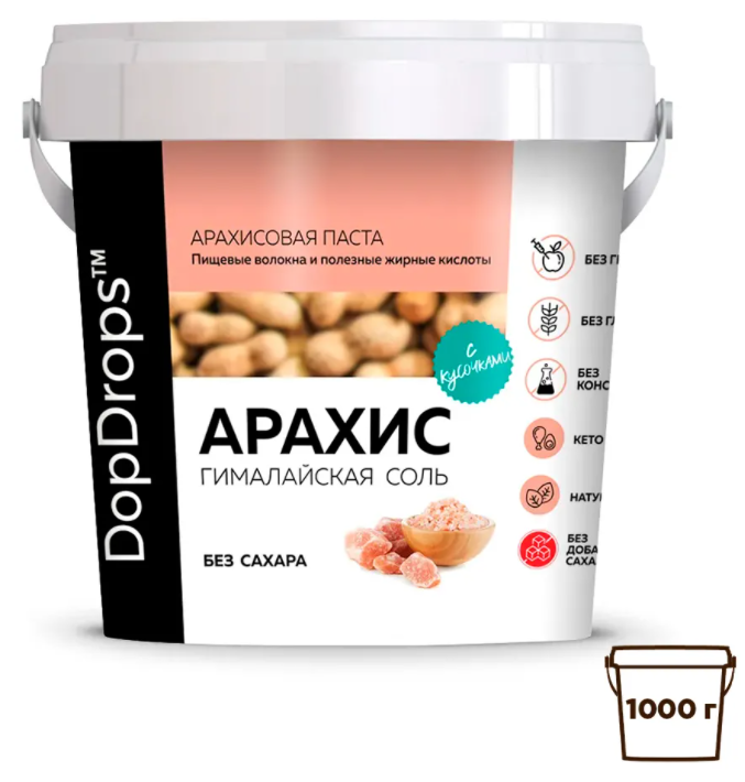 DopDrops Арахисовая кранч с гималайской солью 1000 гр
