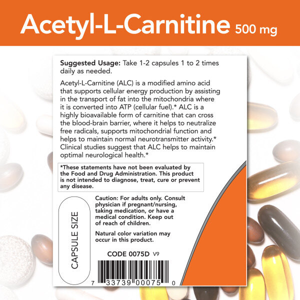 NOW Acetyl L-carnitine 500 mg 50 caps