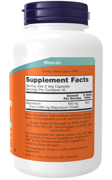 NOW Magnesium Citrate 400 mg 120 caps