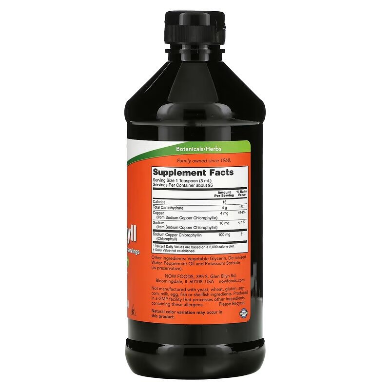 NOW Liquid Chlorophyl & mintl 473 ml 16 oz