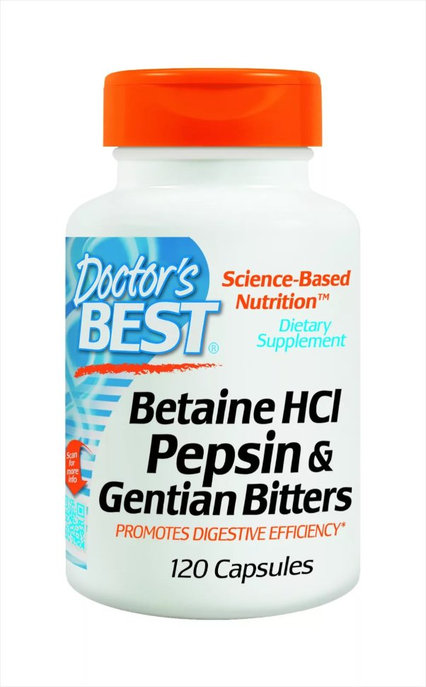 Doctor's Best Betaine HCI Pepsin 120 капс
