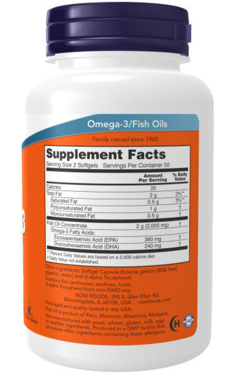 NOW Omega 3 1000 mg 100 softgel / Нау Омега 3 1000 мг 100 софтгель