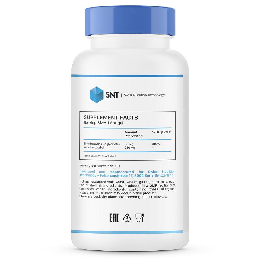 SNT Zinc Chelate 30 mg 90 softgels