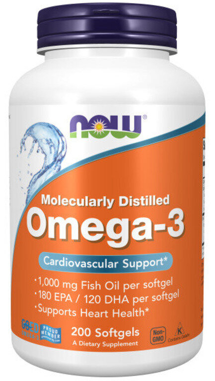 NOW Omega-3 1000 mg 200 softgel / Нау Омега-3 200 софтгель