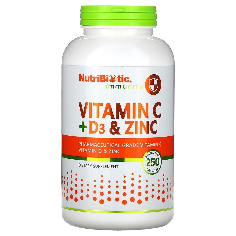 NutriBiotic Vitamin C+D3 & Zinc 250 caps