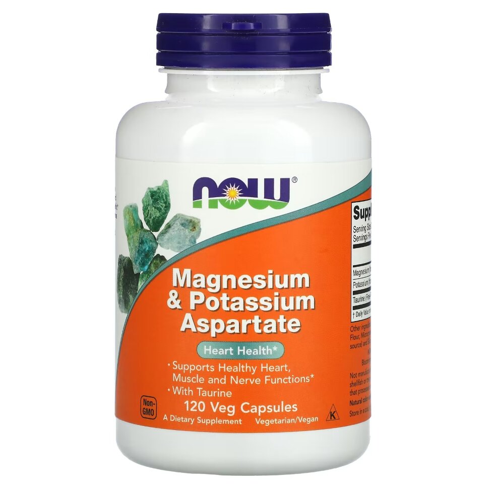 NOW Magnesium & Potassium Aspartate 120 vcaps
