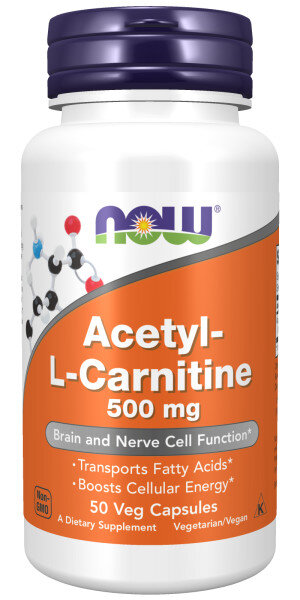 NOW Acetyl L-carnitine 500 mg 50 caps / Нау Ацетил Л-Карнитин 500 мг 50 капс