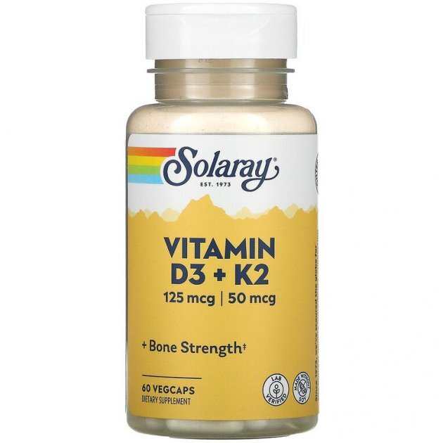 Solaray Vitamin D3 5000 + K2 50 mcg 60 vcaps
