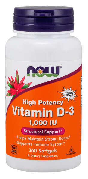 NOW Vitamin D3 1000 МЕ 360 softgels