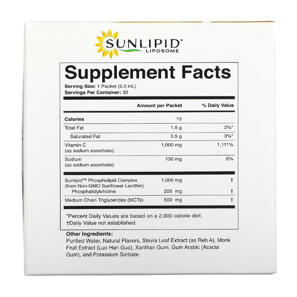 SunLipid liposome Liposomal vitamin C 30 packets