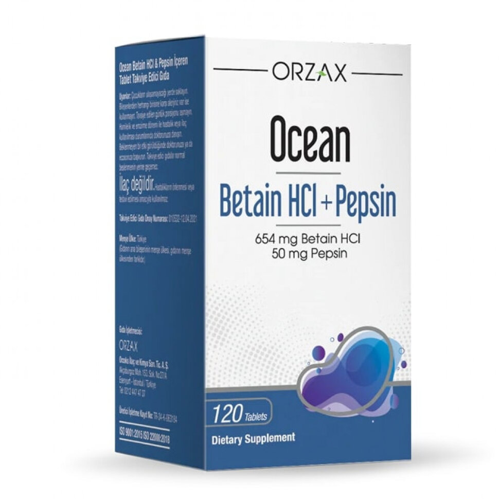 Orzax Ocean Betain HCL+Pepsin 120 tab