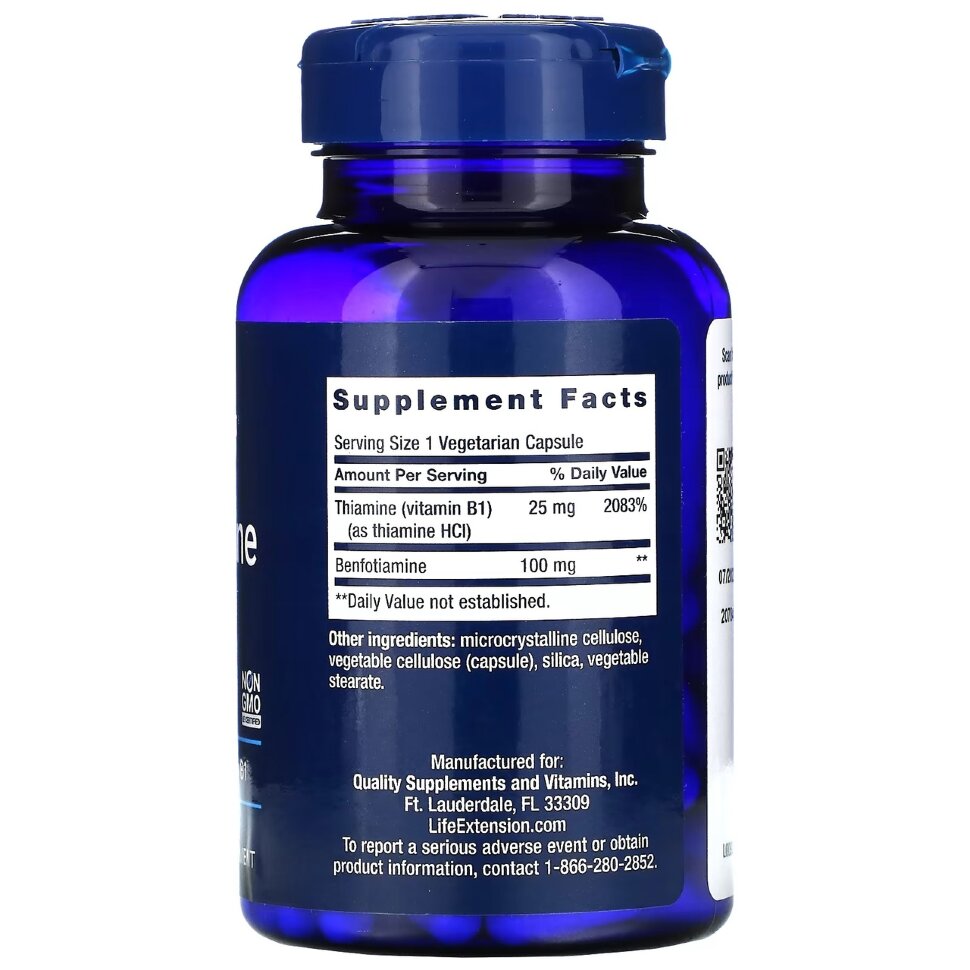 Life Extension Benfotiamine with Thiamine 100 mg 120 caps