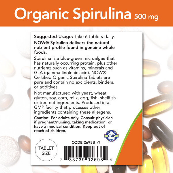 NOW Spirulina 500 mg 200 tablets