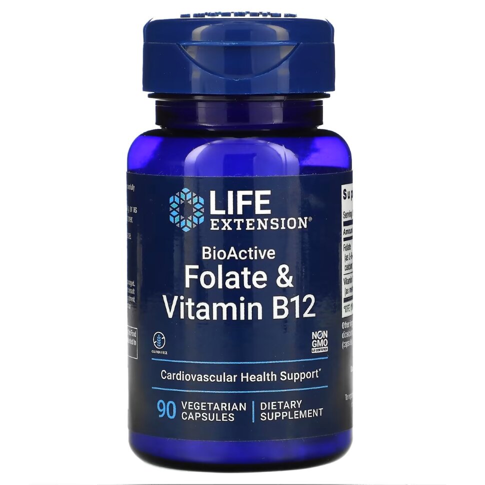 Life Extension BioActive Folate & Vitamin B12 90 caps