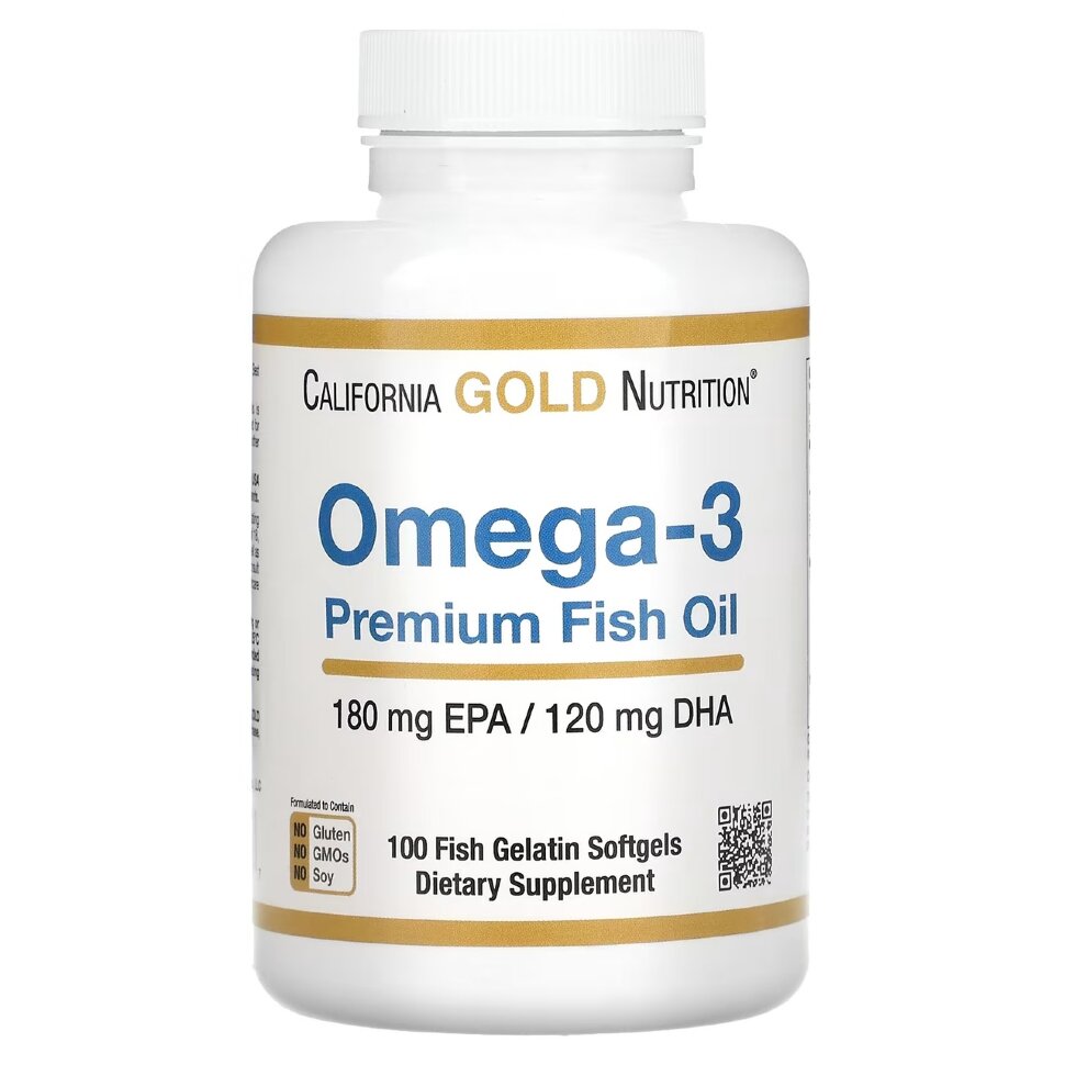 California GOLD Nutrition Omega-3 premium fish oil 180 EPA / 120 DHA 100 softgel