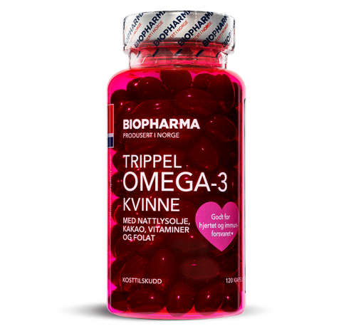 Biopharma Trippel Omega-3 Kvinne 120 caps