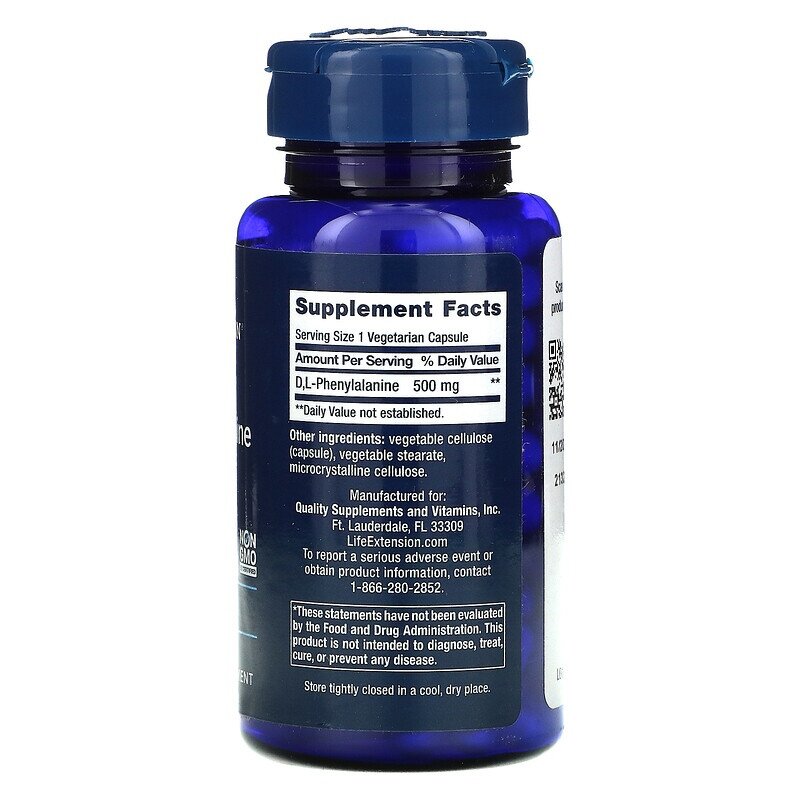 Life Extension D, L-Phenylalanine 500 mg 100 caps