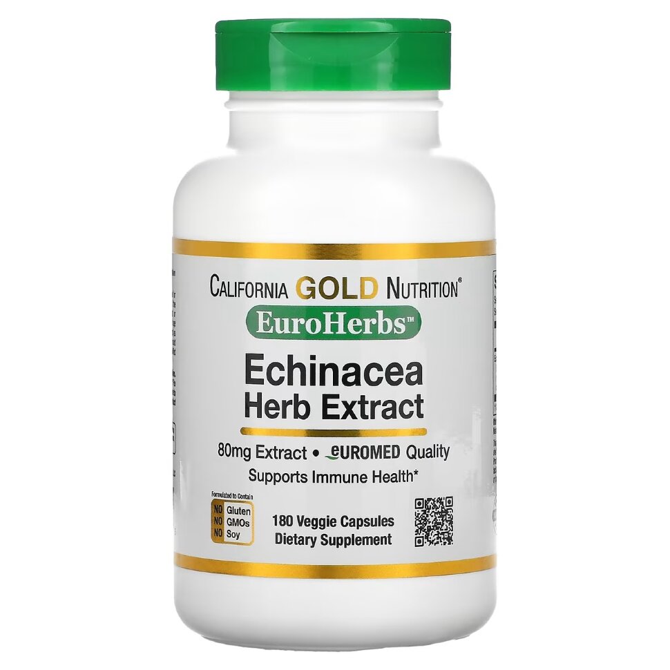 California GOLD Nutrition Euro Herbs Echinacea Herb Extract 180 caps