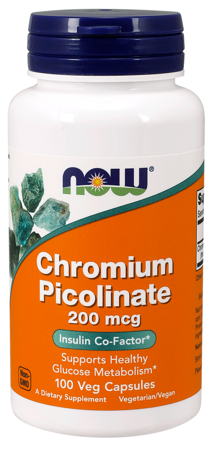 NOW Chromium Picolinate 200 mcg 100 caps / Нау Хром Пиколинат 200 мкг 100 капс
