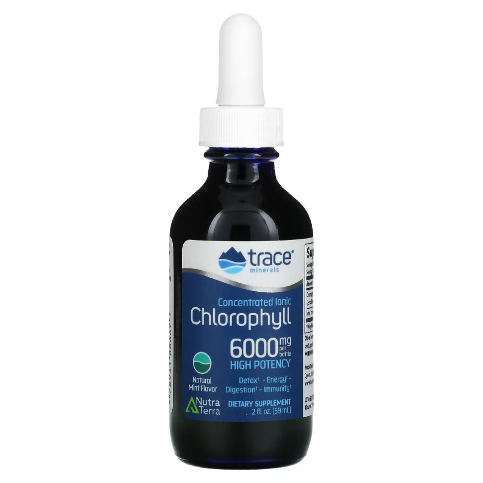 Trace Minerals Liquid Ionic Chlorophyll 6000 mg mint flavor 60 ml