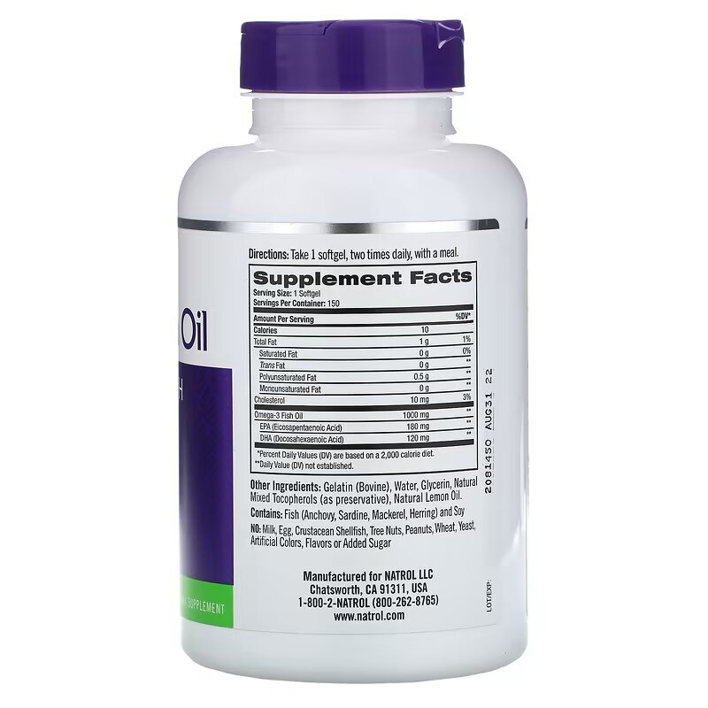 Natrol Omega-3 1000 mg 150 caps / Натрол Омега-3 1000 мг 150 капс