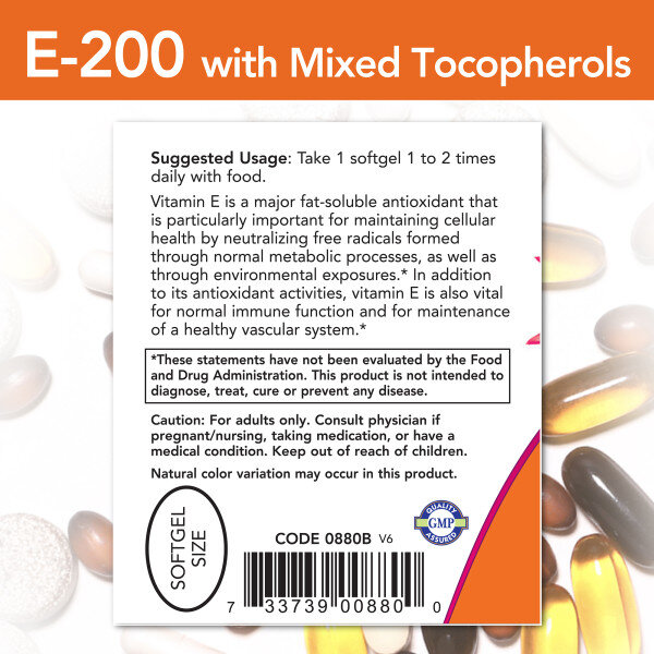 NOW E-200 Mix Tocopherol 100 softgels
